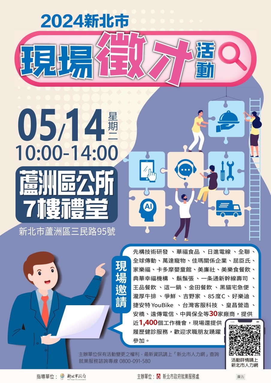 「2024新北市現場徵才活動」(5月14日)海報
